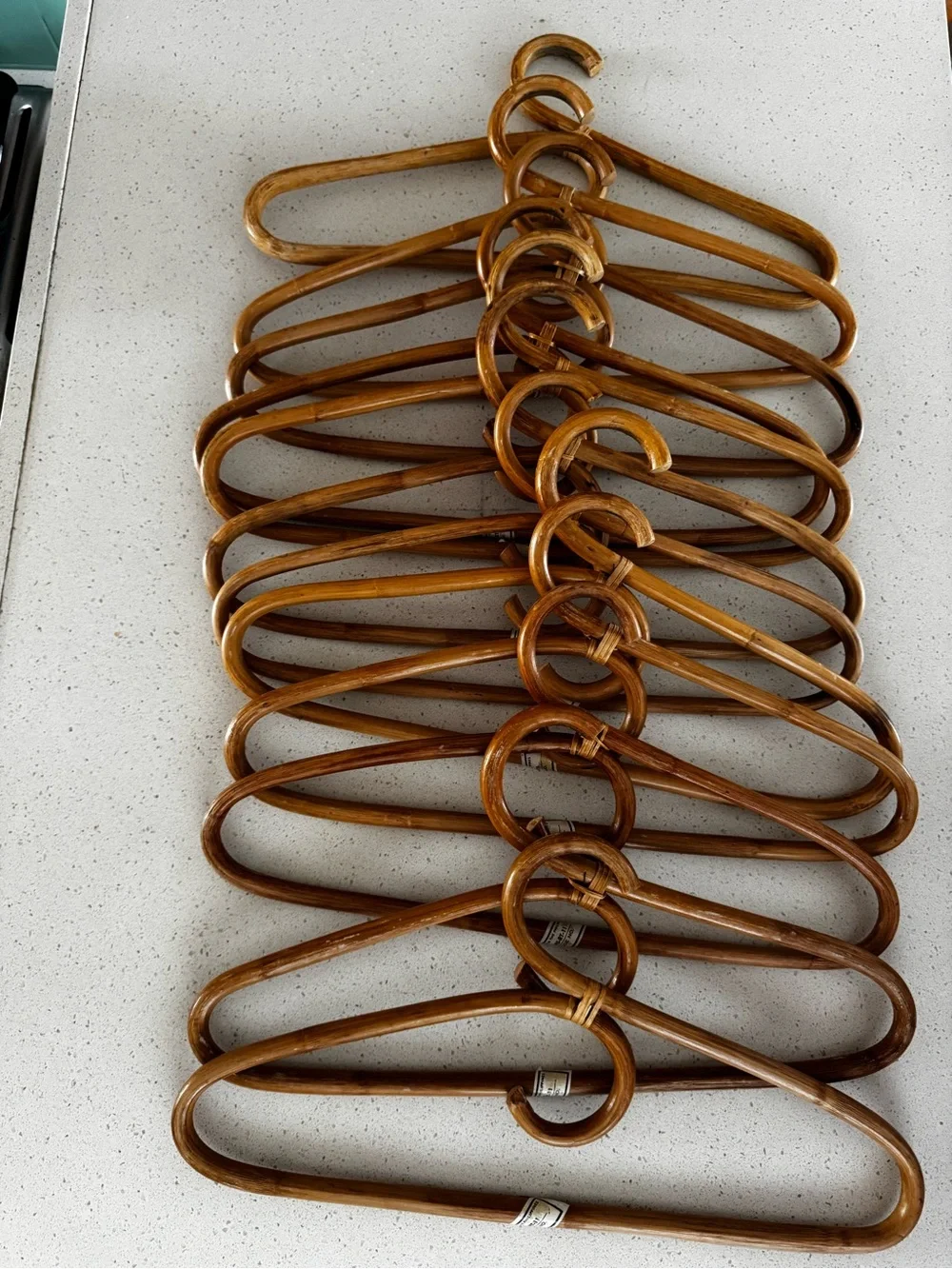 Handmade Natural Rattan Closet Hangers - Set of 12 RARE!